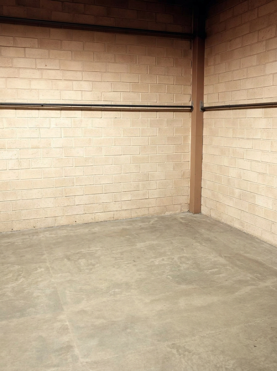 Same warehouse corner empty and clean after cleanout